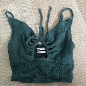 Urban outfitters green going out top crop top keyhole front